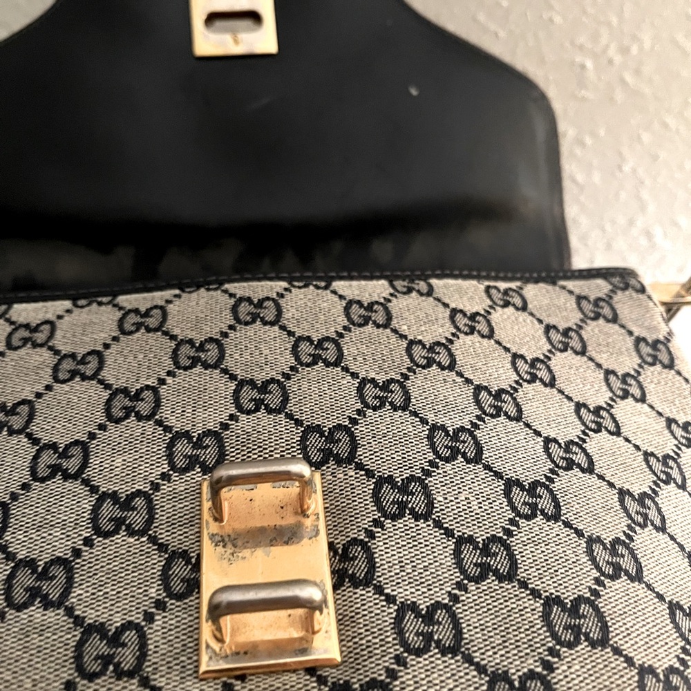 Gucci Black and Gold Monogram Bag - Picture 10 of 16